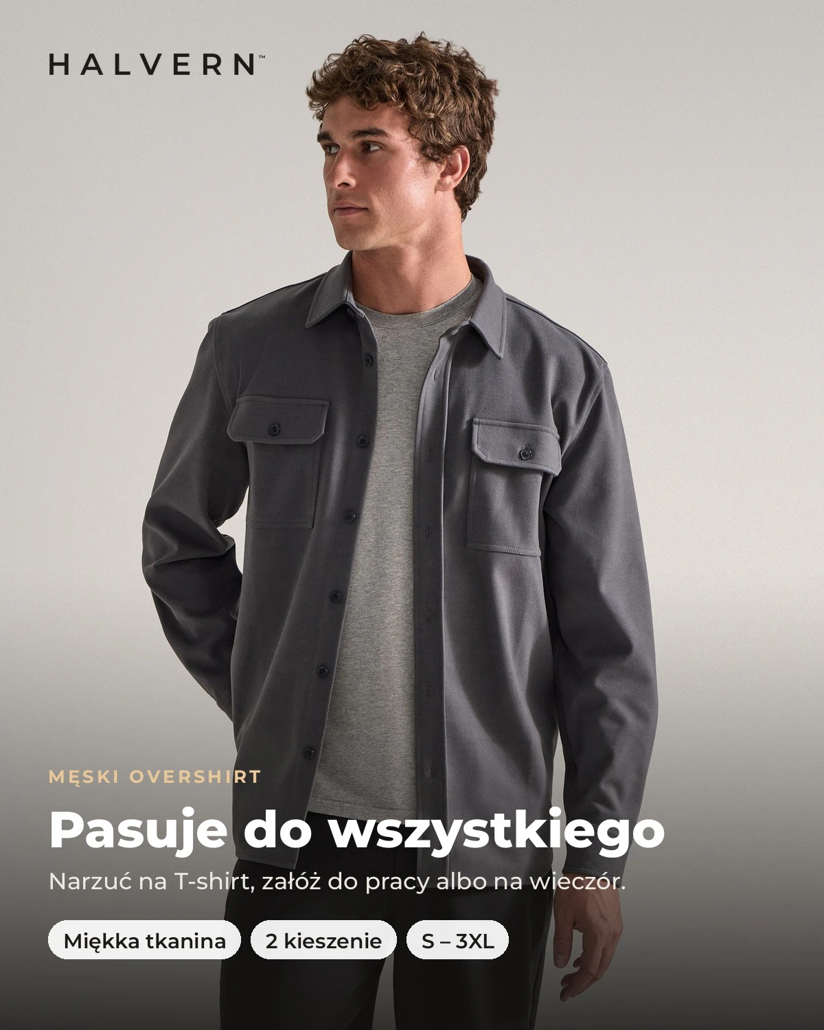 HALVERN – męski overshirt z miękkiej, szczotkowanej tkaniny 1