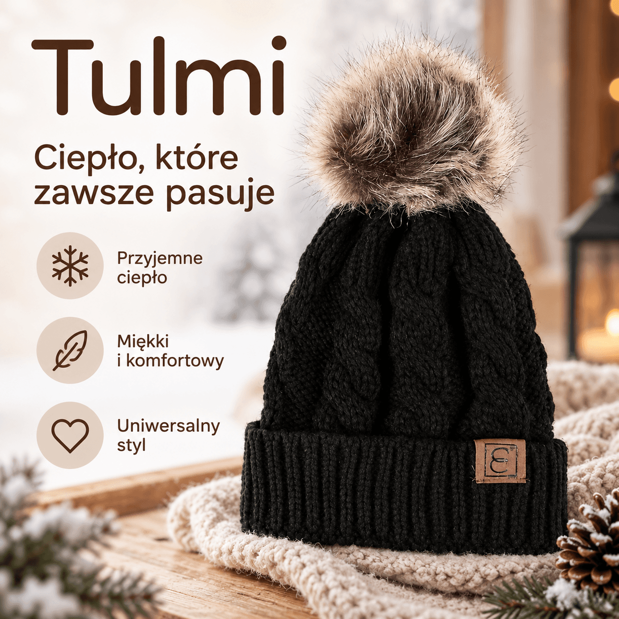 Tulmi™ – ciepła czapka beanie z pomponem